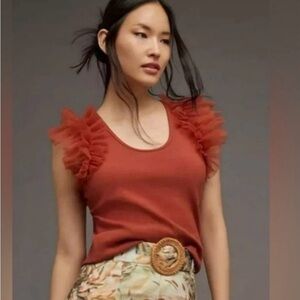 Bailey 44 Ruffled Sleeve Top in Rust